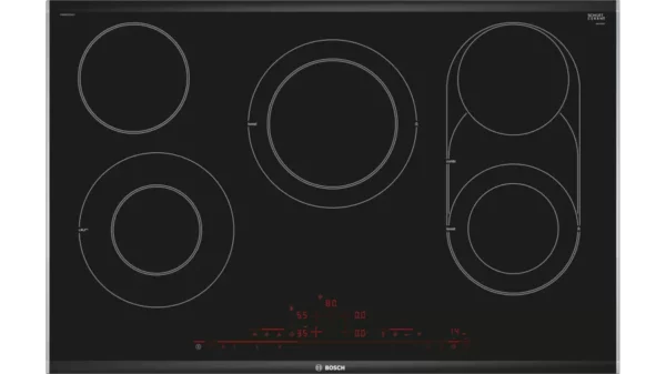 Serie 8 electric hob80 cm Noir, avec cadre
